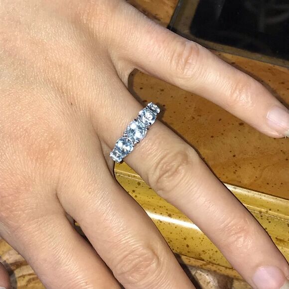 Natural Sky Blue Topaz Sterling Silver Ring Size 6 - Picture 3 of 8